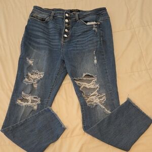 Judy Blue Distressed Skinny Jeans in Classic Blue